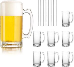 Beer Mugs Set,Glass Mugs With Handle 16oz,Large Beer Glasses For Freezer,Beer Cups Drinking Glasses 500ml,Pub Drinking Mugs Stein Water Cups For Bar,Alcohol...