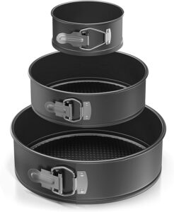 Springform Cake Pan Set Of 3 (4 7 9 Inch) - Round Nonstick Baking Pans Spring Form For Cheesecake, Tier Wedding Cakes, And More - Removable Bottom, Leakproof Bakeware Sets With Small, Medium, Large