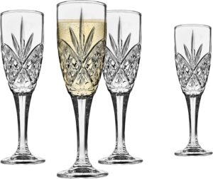 Godinger Dublin Crystal Champagne Flutes - Set of 4, 6 ounce