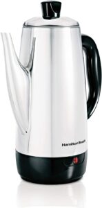 Hamilton Beach 12 Cup Electric Percolator Coffee Maker, Stainless Steel, Quick Brew, Vintage Spout
