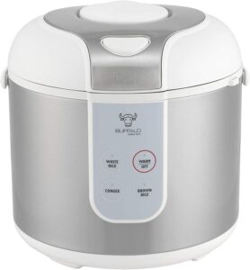 Buffalo Classic Rice Cooker with Clad Stainless Steel Inner Pot (10 cups) - Electric Rice Cooker for White/Brown Rice, Grain - Easy-to-clean, Non-Toxic & Non-Stick, Auto Warmer