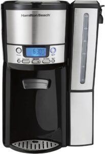 Hamilton Beach Brewstation Programmable Dispensing Drip Coffee Maker with 12 Cup Internal Brew Pot, Removable Reservoir, Black & Stainless Steel