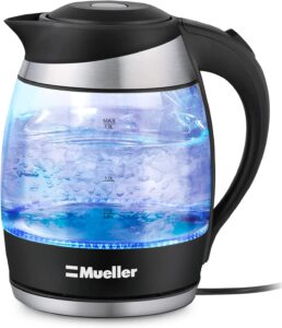 Mueller Ultra Kettle: Model No. M99S 1500W Electric Kettle with SpeedBoil Tech, 1.8 Liter Cordless with LED Light, Borosilicate Glass, Auto Shut-Off and...