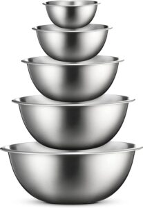 FineDine Stainless Steel Mixing Bowls (Set of 6) Stainless Steel Mixing Bowl Set - Easy To Clean, Nesting Bowls for Space Saving Storage, Great for Cooking,...