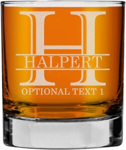 Personalized Etch 11oz Custom Whiskey Glass, Whiskey Gifts for Men, Bourbon Glass Engraved, Birthday Gifts for Men Dad Husband Groomsmen Gifts, Customized...