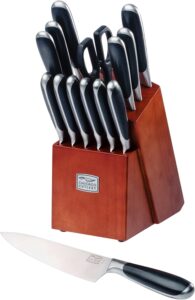 Chicago Cutlery Belden 15 Piece Premium Kitchen Knife Set with Cherry-Stain Block, Stainless Steel Blades to Resist Rust, Stains, and Pitting, Knives Set...