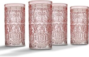 Godinger Jax Highball Beverage Glass Cup Pink - Set of 4