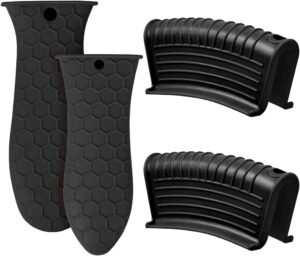 EVAHOM Silicone Hot Handle Holder, Heat Resistant Potholder Cookware Handle Cast Iron Skillets Handles Grip Covers for Cast Iron Skillet (Black)