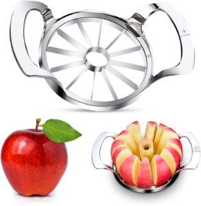 Apple Slicer 12 Slices, Upgraded Version 12-Blade Extra large Apple Cutter, Heavy Duty Stainless Steel Apple Corer, Fruit Cutter, Ultra Sharp Apple Corer and Slicer, Divider for Upto 4 Inches Apple