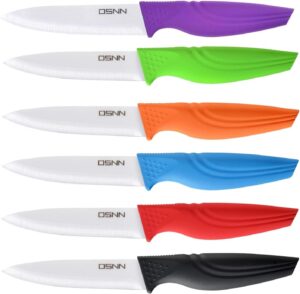 DSNN Steak Knives Set of 6 Muti-color Kitchen Ceramic Knife Set Sharp Outdoor BBQ Knife