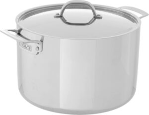 Viking Culinary 3-Ply Stainless Steel Stock Pot, 12 Quart, Includes Metal Lid, Dishwasher, Oven Safe, Works on All Cooktops including Induction