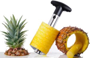 Stainless Steel Pineapple Corer with a Recipe eBook includes One Year Warranty - Core Remover Tool with Detachable Handle - Fast and Easy Fruit Pineapple Cutter Peeler Corer Slicer