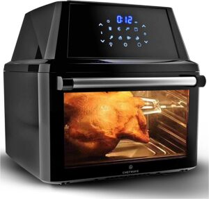ChefWave Air Fryer Oven Toaster Oven Air Fryer Combo - 16 Quart Rotisserie, Dehydrator - Deluxe Countertop Cooker with 10 Skewers, Baking Steak and Fish.