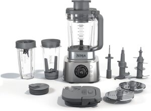 Ninja SS401 Foodi Power Blender Ultimate System with 72 oz Blending & Food Processing Pitcher, XL Smoothie Bowl Maker and Nutrient Extractor* & 7 Functions, Silver