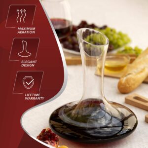 Le Chateau Wine Decanter - Hand Blown Lead-free Crystal Glass Wine Decanters and Carafes - Full Bottle (750ml) Wine Pitcher Aerates Wine for Maximum Aroma...