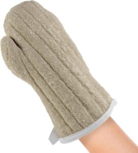 PUREVACY Terry Cloth Oven Mitt 13 Inch, Pack of 12 Natural Beige Quilted Oven Mitts Heat Resistant up to 500F, Thick, Soft and Cute Oven Mitts with Hanging Ring, Durable Long Oven Mitts for Men, Women