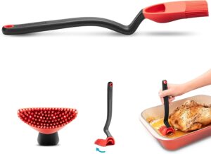 Dreamfarm Brizzle | Non-Stick, Non-Drip Basting Brush with Scoop Reservoir | Silicone Pastry Brush | Easy-To-Use Sit Up Turkey Baster | Seasonal Basting Brushes | Best Gift Cooking Brush | Red