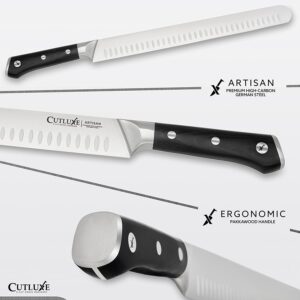 Cutluxe Slicing Carving Knife – 12" Brisket Knife, Meat Cutting and BBQ Knife – Razor Sharp German Steel – Full Tang & Ergonomic Handle Design – Artisan Serie