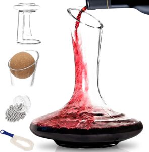 BTaT- XL Decanter with Drying Stand, Stopper, Brush and Beads, Hand Blown Crystal Glass, Wine Decanter, Wine Carafe, Wine Accessories, Red Wine Decanter,...