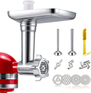 Metal Food Grinder Attachments for KitchenAid Stand Mixers, Meat Grinder, Sausage Stuffer, Perfect Attachment for KitchenAid Mixers, Silver(Machine/Mixer...