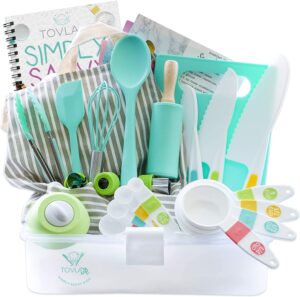 Tovla Jr. Kids Cooking and Baking Gift Set with Storage Case - Complete Cooking Supplies for the Junior Chef - Kids Baking Set for Girls & Boys - Real Accessories & Utensils for the Curious Child