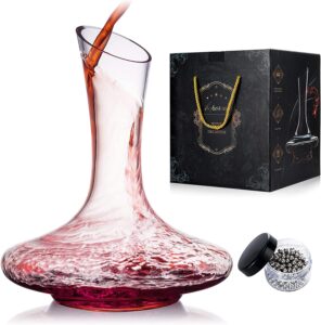 Wine Decanter,Red Wine Carafe,Wine Aerator,100% Hand Blown Lead-free Crystal Glass with Cleaning Beads,Wine Decanters and Carafes,Wine Gift with Luxury...