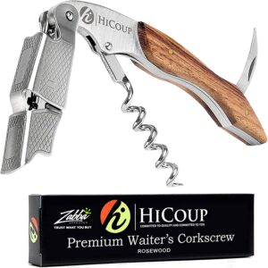 Hicoup Wine Opener - Professional Corkscrews for Wine Bottles w/Foil Cutter and Cap Remover - Manual Wine Key for Servers, Waiters, Bartenders and Home Use...