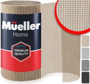 Mueller Drawer and Shelf Liner, 12 in x 20 FT Heavy-Duty, Slip-Resistant Wire Shelf Liners for Kitchen Cabinets, Drawer Liners Kitchen, Shelf Paper for Desks, Durable Non-Adhesive Waterproof Beige