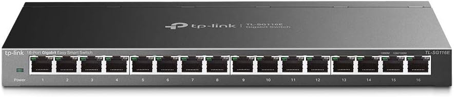 TP-Link 16 Port Gigabit Switch | Easy Smart Managed | Plug & Play | Limited Lifetime Protection | Desktop/Wall-Mount | Sturdy Metal w/ Shielded Ports | Support QoS, Vlan, IGMP and LAG (TL-SG116E)