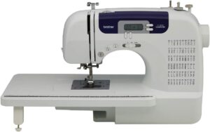 Brother Sewing and Quilting Machine, CS6000i, 60 Built-in Stitches, 2.0" LCD Display, Wide Table, 9 Included Sewing Feet, Beige/Blue