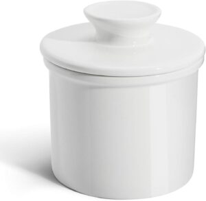 Sweese Butter Dish - Butter Crock for Counter with Water Line for Spreadable Butter - French Butter Keeper with Lid - No More Hard Butter - White, No. 305.101