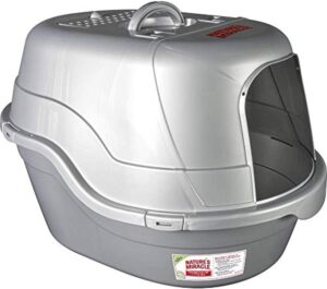 Nature's Miracle P-96952 Hooded Flip Top Litter Box, Oval, With Odor Control, Silver/Grey