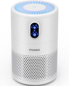 MOOKA Air Purifiers for Home Large Room up to 1076ft², H13 True HEPA Air Filter Cleaner, Odor Eliminator, Remove Smoke Dust Pollen Pet Dander, Night Light(Available for California)