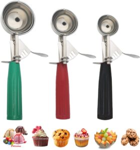 Saebye Cookie Scoop Set, Ice Cream Scoop Set, Multiple Size Large-Medium-Small Size Disher, Professional 18/8 Stainless Steel Cupcake Scoop