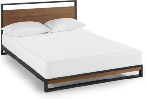 ZINUS Suzanne 37 Inch Bamboo and Metal Platform Bed Frame / Solid Steel Construction / No Box Spring Needed / Wood Slat Support / Easy Assembly, Chestnut Brown, King