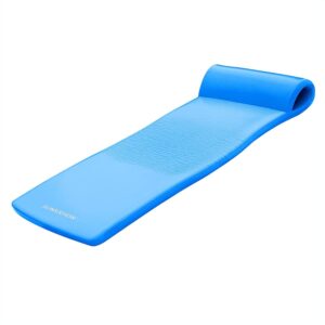 TRC Recreation Sunsation 1.75 Inch Thick Foam Lounger Water Floating Swimming Pool Raft with Roll Pillow for Head and Neck Support, Bahama Blue