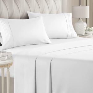 4 Piece sheet Set - Breathable & Cooling - Hotel Luxury bed sheets - Extra Soft,Deep Pockets,Easy Fit, Wrinkle Free,Comfy - White - king Size