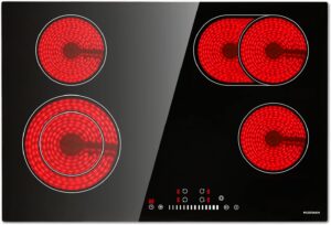 Electric Cooktop 30 inch,ECOTOUCH Built-in Electric Cooktop 4 Burner Stove Top, Radiant Electric Cooktop Stovetop with Kid Safety Lock, Timer, 9 Heating...