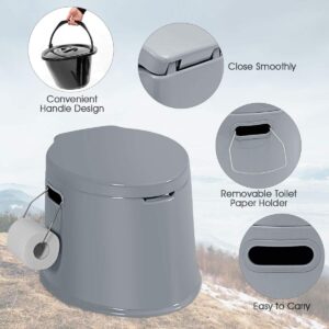 Giantex Portable Travel Toilet with Detachable Inner Bucket and Removable Toilet Paper Holder Lightweight Outdoor Indoor Toilet for Camping, Hiking, RV, Boating and Trip