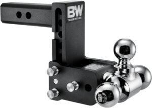 B&W Trailer Hitches Tow & Stow Adjustable Trailer Hitch Ball Mount - Fits 2" Receiver, Tri-Ball (1-7/8" x 2" x 2-5/16"), 5" Drop, 10,000 GTW - TS10048B