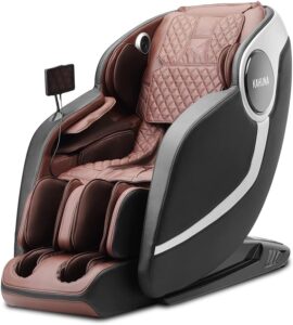 Kahuna Chair EM-Arete Black/Brown - Fully-Assembled 3D Full-Body Zero Gravity with auto footrest with Passive Stretching and Excellent Foot Reflexology...