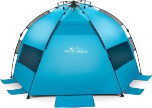 Pacific Breeze Easy Setup Beach Tent, SPF 50+ Beach Tent Provides shelter from The Sun for 3+ People