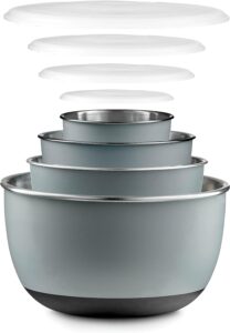 Double Wall Stainless Steel Mixing Bowls with Airtight Lids (Set of 4) Nesting Bowls for Space Saving Storage - Non-Slip Bottoms for Stability - Mixing Bowl Set For Cooking, Baking & Food Storage.