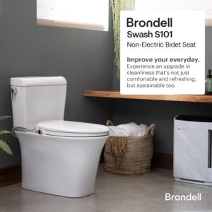Brondell Bidet Toilet Seat Non-Electric Swash Ecoseat, Fits Elongated Toilets, White - Dual Nozzle System, Ambient Water Temperature - Bidet with Easy Installation