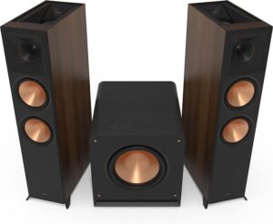 Klipsch Reference Premiere RP-8060FA II 2.1.2 Home Theater System with a Larger 90° x 90° Hybrid Tractrix Horn, 8" Cerametallic Woofers and a 14-inch RP-1400SW Subwoofer in Walnut