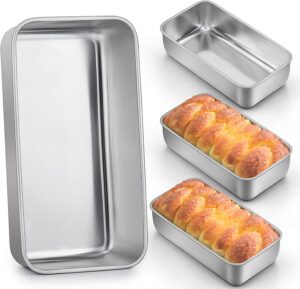 LIANYU 4 Pack Loaf Pans for Baking Bread, 9x5 Inch Bread Pan, Bread Loaf Pan for Baking, Stainless Steel Meatloaf Baking Pan, Loaf Tin Pan for Homemade Banana Bread, Dishwasher Safe