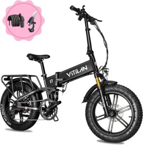 VITILAN i7 Pro Electric Bike Adults Folding 750W BAFANG Motor Fat Tire Ebike Removable 16AH Lg Cell Battery Full Suspension Electric Bicycle Shimano 8-Speed