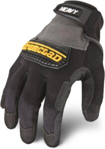Ironclad Heavy Utility Work Gloves HUG, High Abrasion Resistance, Performance Fit, Durable, Machine Washable, (1 Pair), LARGE, Black & Grey