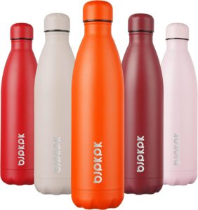 BJPKPK Water Bottles 25oz Kids Insulated Stainless Steel Water Bottle BPA Free, Orange Cap