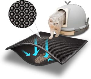 Pieviev Cat Litter Mat Double Layer Waterproof Urine Proof Trapping Mat 1 Pack (24"X15", Black)